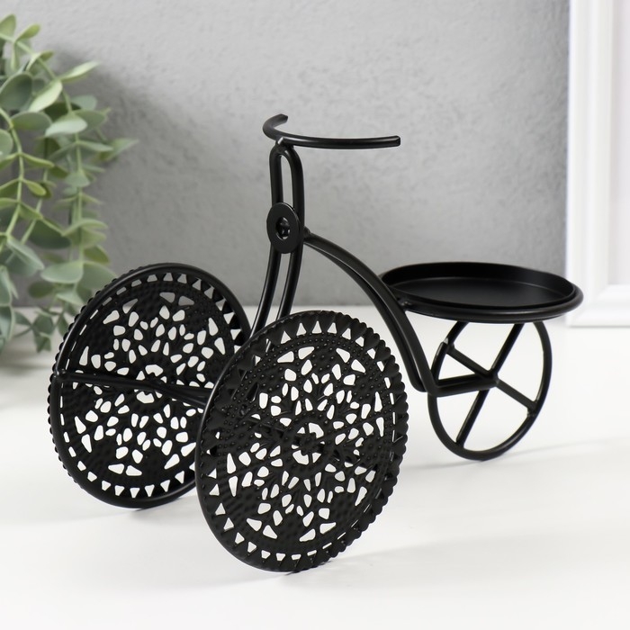 Подсвечник металл на1 свечу "Трёхколёсный велосипед" d=8 см чёрный 23х11,5х16 см