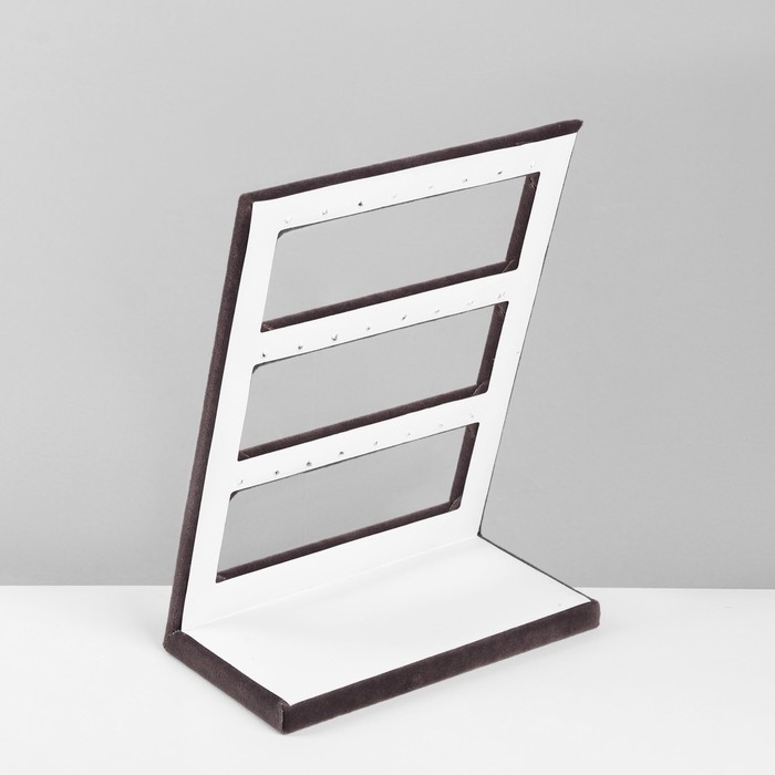 Подставка под серьги 3 ряда, 12 пар, 15,5&times;8&times;21 см, цвет серый графит