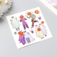 Татуировка на тело цветная "Приведения и тыквы" 10х10 см