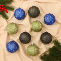 Набор шаров пластик d-7,5 см, 9 шт "Чудо-узоры" зелёный синий Набор шаров пластик d-7,5 см, 9 шт "Чудо-узоры" зелёный синий