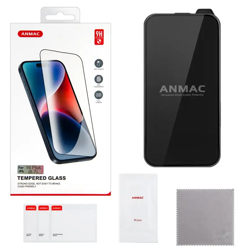 Защитное стекло iPh 16 Plus (6.7) Full Cover ANMAC черное Арт.1137507