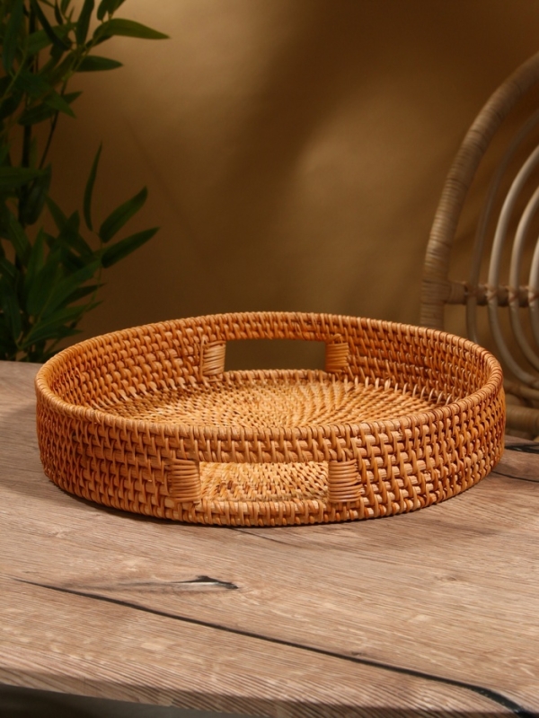 Поднос круглый 35х6 см, ротанг