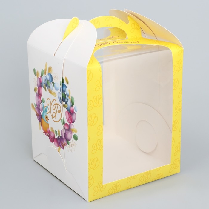 Коробка под торт, кондитерская упаковка, &laquo;Пасха&raquo;, 15 х 15 х 18 см