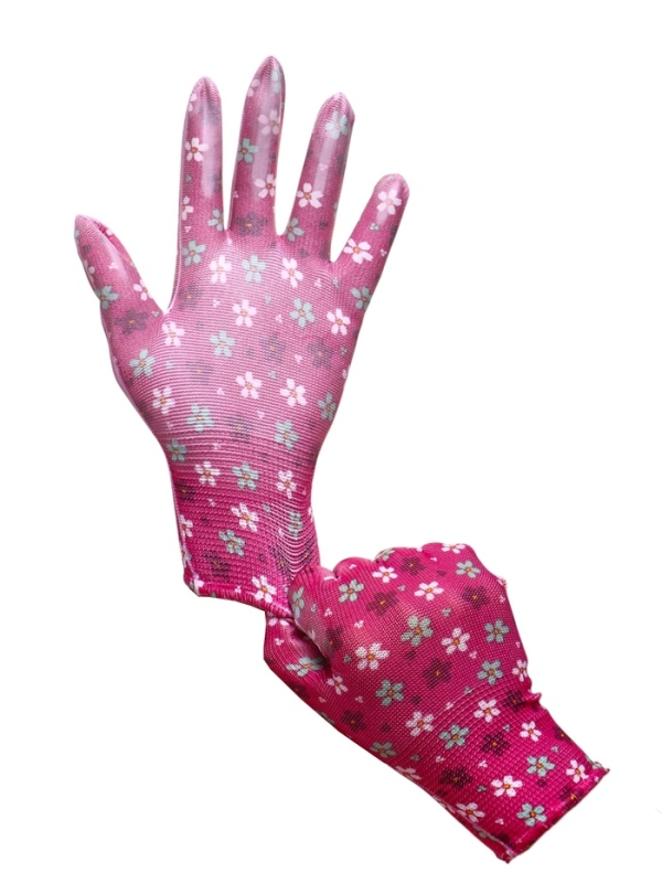 Перчатки нейлоновые, с ПВХ точками, размер 8, МИКС, &laquo;Цветы&raquo;, Greengo