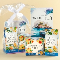 Набор &laquo;Следуй за мечтой&raquo;: чай чёрный с апельсином 50 г., печенье с предсказаниями 48 г (8 шт. х 6 г)., ежедневник 80 листов