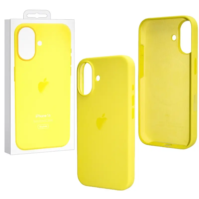 Чехол iPh 16 Silicon Case 100% ORG (MagSafe + анимация NFC Clear) c LOGO Warm Yellow