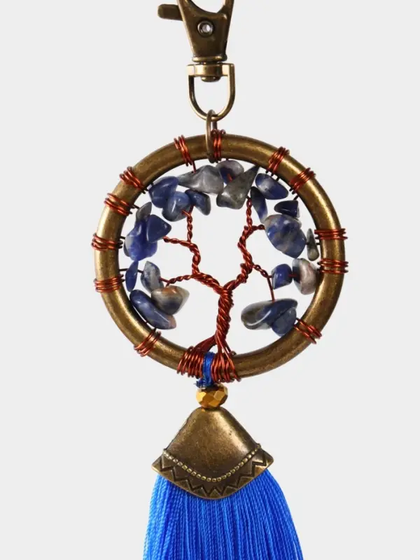 Брелок ловец снов "Великое древо" 19 см, цв. синий