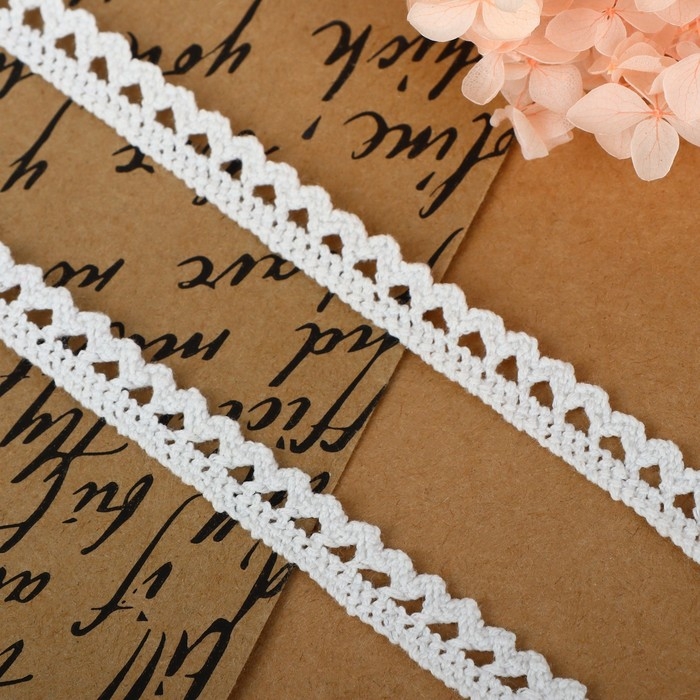 Кружево вязаное, 10 мм &times; 15 &plusmn; 1 м, цвет белый
