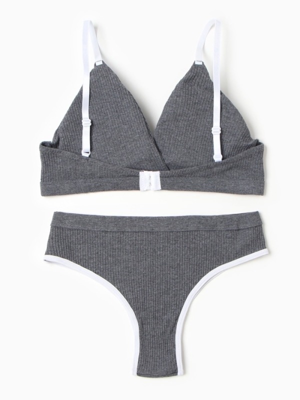 Комплект женский (топ, трусы) цвет темно-серый, размер 46-48