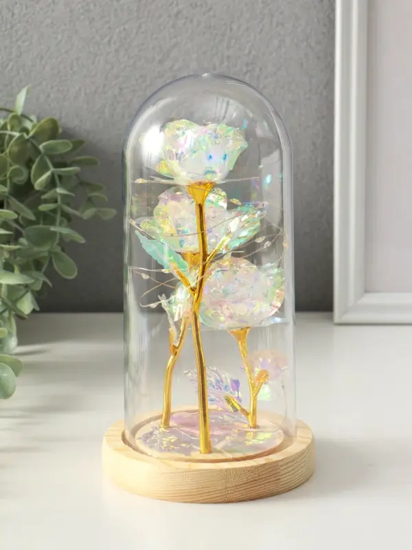 Сувенир свет "3 розы в колбе" LED 3хААА серебристый 11х11х22 см