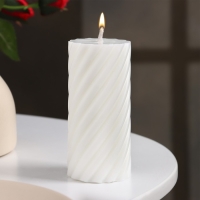 Свеча-цилиндр "Спираль", 5х10 см, белая, 6 ч