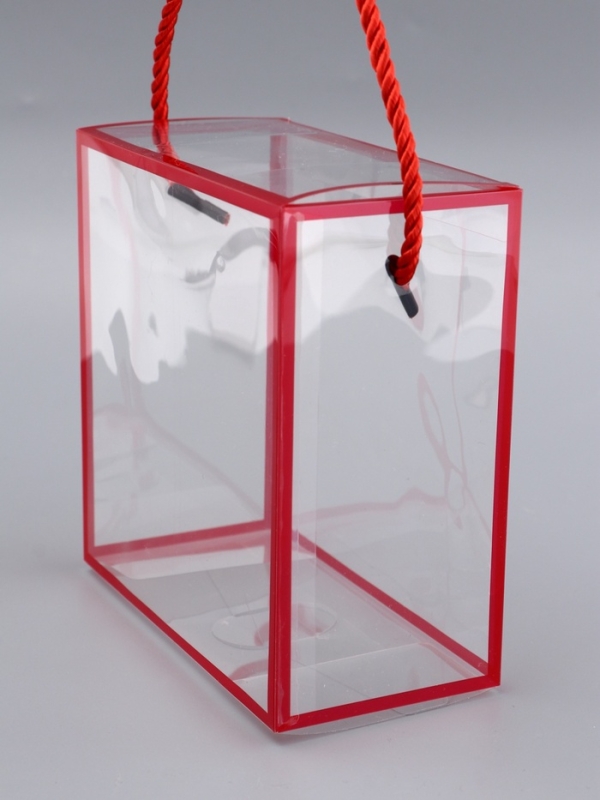 Коробка из PET с ручками, красная, 14 х 14 х 7 см