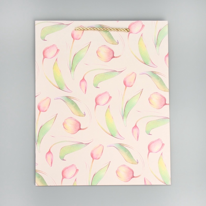 Пакет подарочный, упаковка, &laquo;Тюльпаны&raquo; 32 х 26 х 12 см