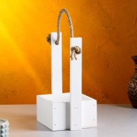 Кашпо деревянное 15×12×25 см "Ажур", прямоугольное, ручка верёвка, белый Дарим Красиво Кашпо деревянное 15×12×25 см "Ажур", прямоугольное, ручка верёвка, белый Дарим Красиво