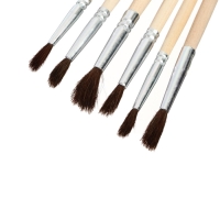 Набор кистей пони 6 штук (круглые:№ 2, 4, 6, 8, 10, 12), с деревянными ручками, на блистере