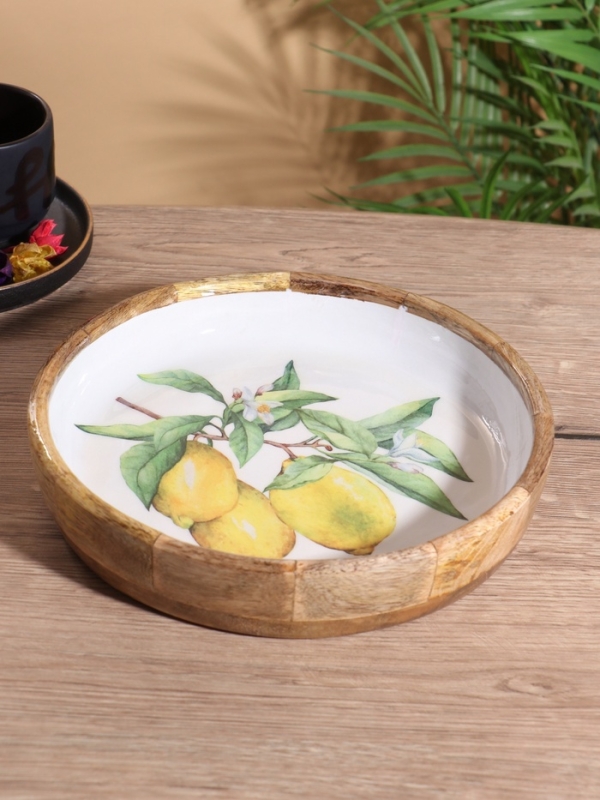 Блюдо "Лимоны" дерево манго 25х25х4,5 см
