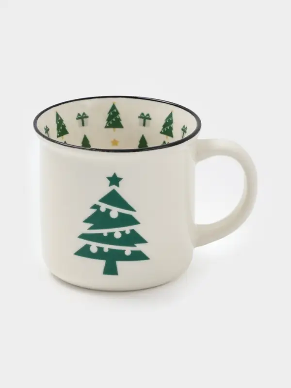 Кружка новогодняя Доляна &laquo;Елочка&raquo;, фарфор, белая