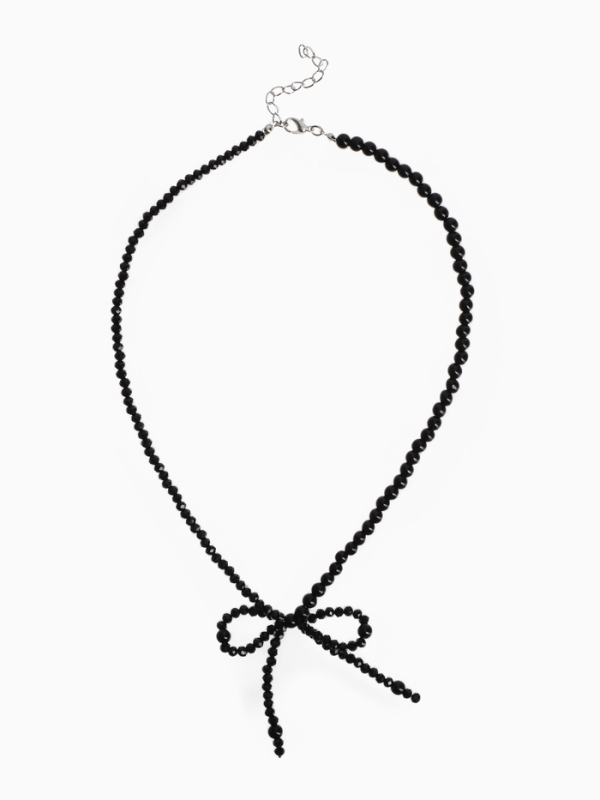 Бусы &laquo;Бантик&raquo; бусина №4,6, цвет чёрный в серебре, 40 см