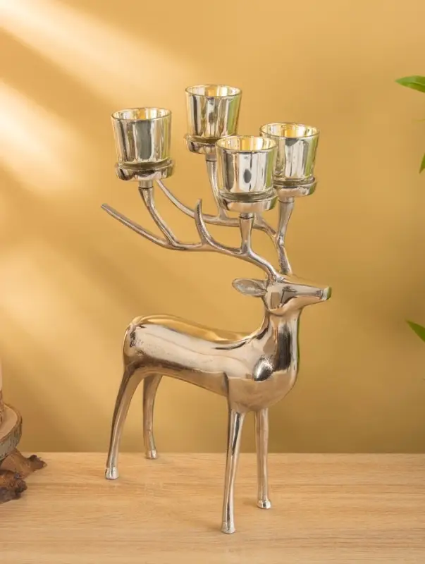 Подсвечник на 4 свечи "Олень" 17х26,5х38 см, алюминий