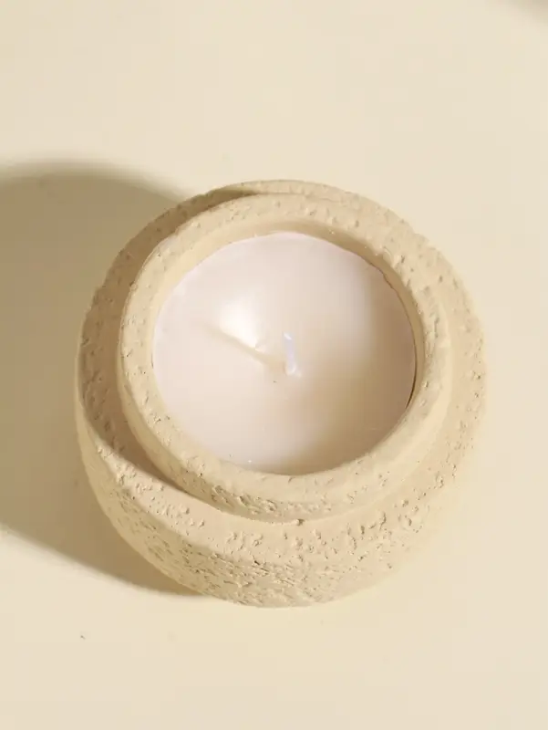 Свеча в вулканическом подсвечнике "Цилиндры" белая 8,1х8,1х5,4 см