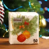 Салфетки новогодние бумажные &laquo;Новогодний кант&raquo; 1 слой, 24&times;24 см, 50 шт.