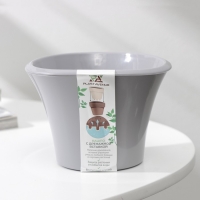 Кашпо для цветов со вставкой &laquo;Лагуна&raquo;, 600 мл, d=13 см, h=9 см, цвет серый