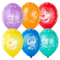 Шар латексный 14" &laquo;Маша и Медведь&raquo;, пастель, 5 ст. рисунок, 25 шт.,МИКС