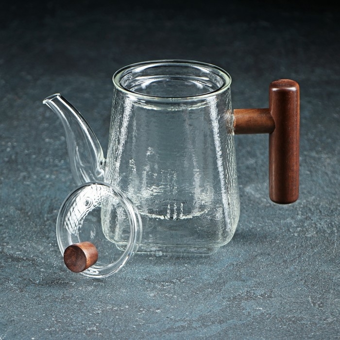 Чайник стеклянный заварочный &laquo;Тенби&raquo;, 650 мл, 18&times;9,5&times;14 см, стеклянное сито