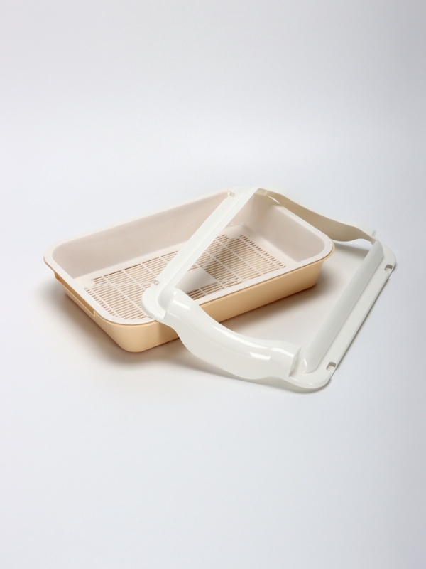 Туалет средний с бортом и сеткой 36 х 26 х 9,  см, лоток бежевый, сетка и борт белые