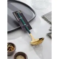 Шумовка из нержавеющей стали Magistro &laquo;Грэйс&raquo;, h=24,5 см, цвет ручки зелёный, цвет головы золотой