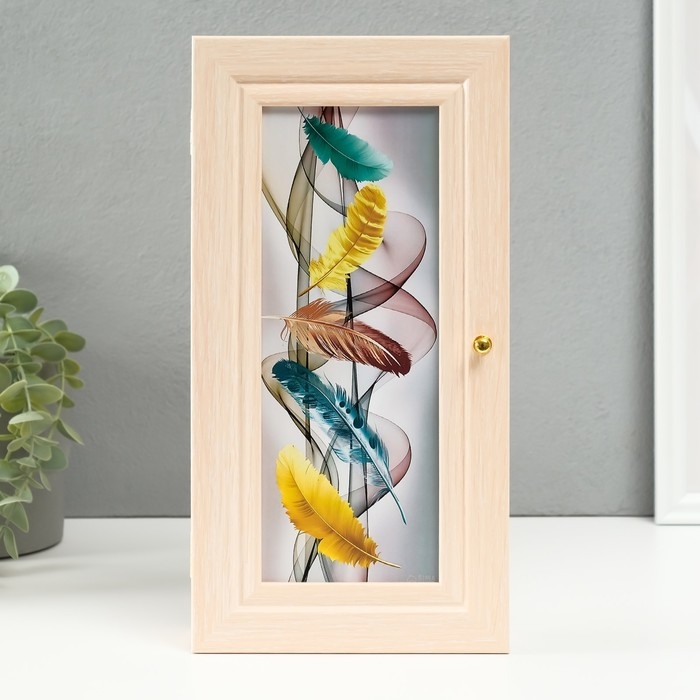 Ключница Ключница "Пять перьев" молочный дуб 16х31 см МИКС