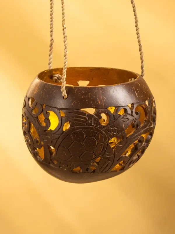Подсвечник подвесной из кокоса, 9-12 см, коричневый