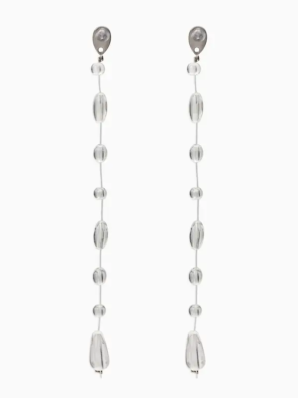 Серьги на леске "Капля росы", цвет белый в серебре