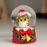 Снежный шар стеклянный &laquo;Новогодний персонаж с бантом, ёлочкой&raquo;, 4.7&times;4.7&times;6.5 см, МИКС