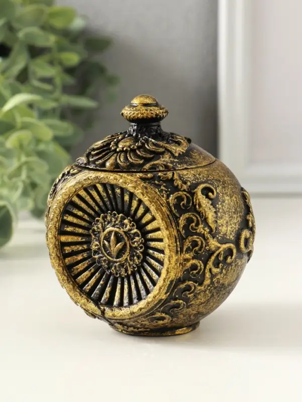 Шкатулка для украшений &laquo;Флоренция&raquo; 10&times;9 см, гипс, старое золото