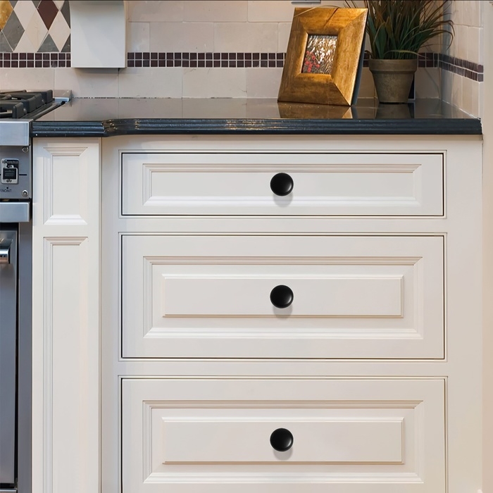 Ручка кнопка ТУНДРА PK036BL, черная, 8 шт TMP