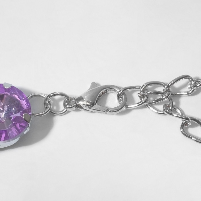Колье &laquo;Драгоценность&raquo; капля, цвет сиреневый в серебре, 32 см
