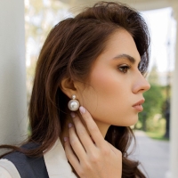 Серьги с жемчугом &laquo;Великолепие&raquo; два круга, цвет белый в золоте