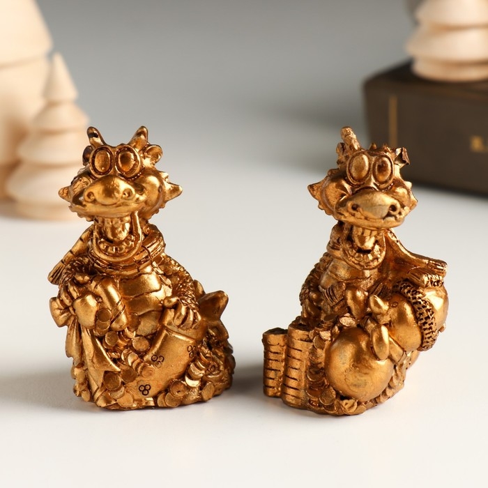 Фигурка полистоун &laquo;Бронзовый дракон в шарфике с монетами&raquo;, 4.8&times;4.3&times;6 см, МИКС