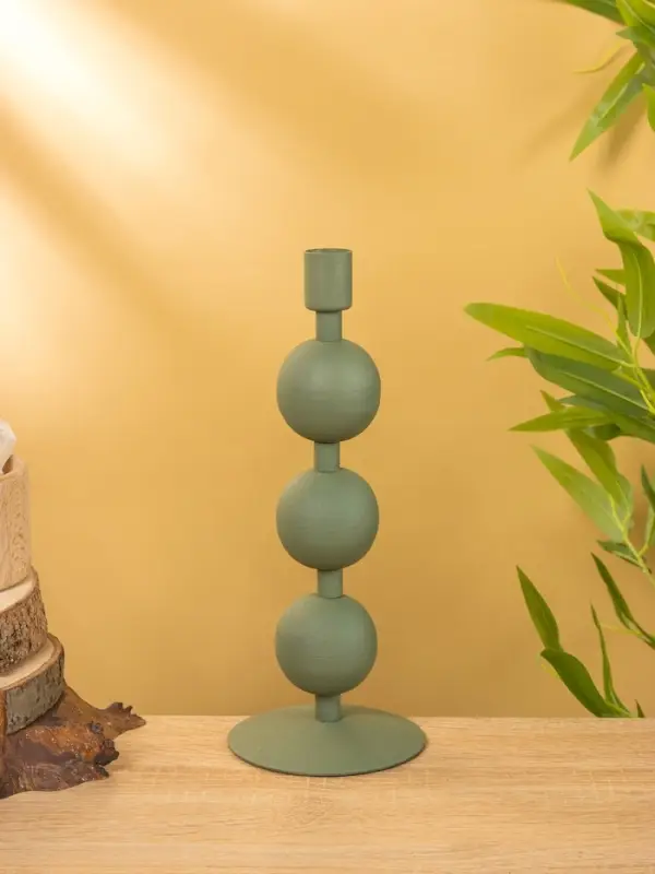 Подсвечник на 1 свечу текстурный "Болотный" с 3 сферами 10х10х25 см