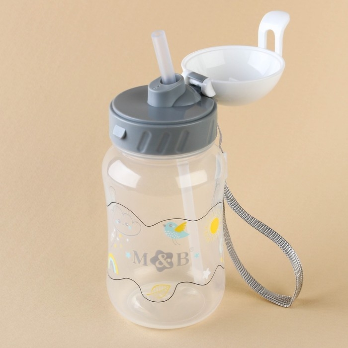 Поильник - непроливайка детский с силиконовой трубочкой &laquo;M&B&raquo;, 270 мл., цвет серый