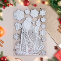 Наклейки на окна "Новогодние" Дед Мороз, 48х24 см Наклейки на окна "Новогодние" Дед Мороз, 48х24 см