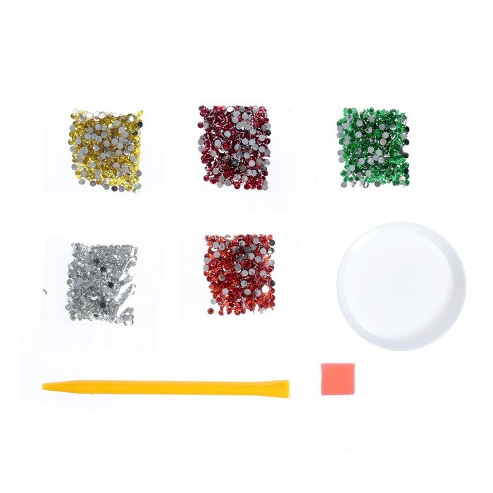 Алмазная мозаика на новый год с частичным заполнением для детей на открытке &laquo;Котик у ёлочки&raquo;, А5, набор для творчества