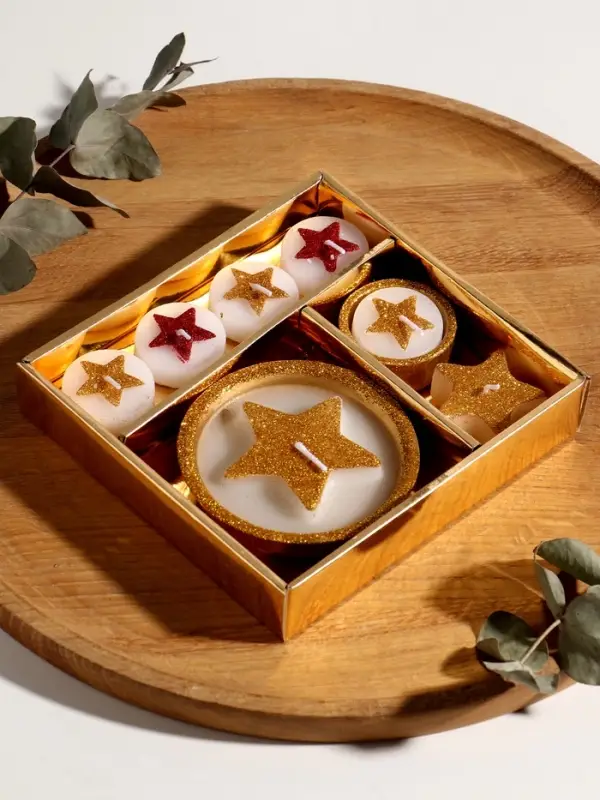 Набор свечей "Звёзды и подсвечник" 7 шт 15,8х16,8х3,3 см