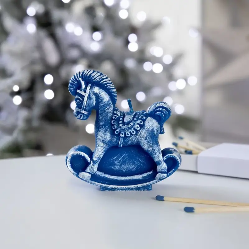 Свеча фигурная &laquo;Лошадка-качалка&raquo;, синяя