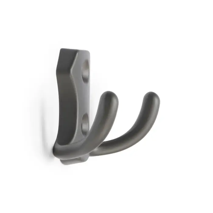 Крючок мебельный ТУНДРА TKd=007, двухрожковый, графит