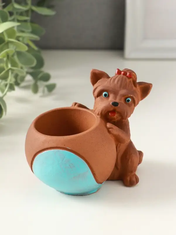 Подставка для мелочей &laquo;Собака с мячом&raquo; мультиколор, 8&times;10&times;6 см, гипс