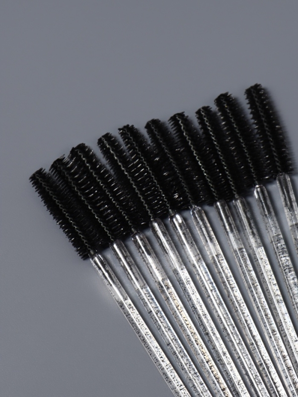 Щёточки для бровей и ресниц, силиконовые, набор - 10 шт, 10,5 см, цвет чёрный/прозрачный