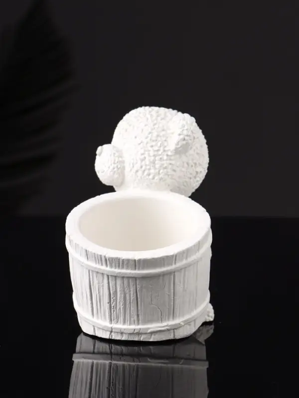 Кашпо "Медведь с горшочком" 9х10х6 см, натуральный