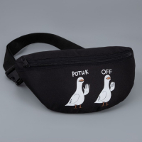 Сумка на пояс &laquo;Ротик off&raquo;, 32х8х15 см, отд на молнии, цвет чёрный